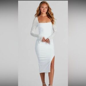 White midi dress